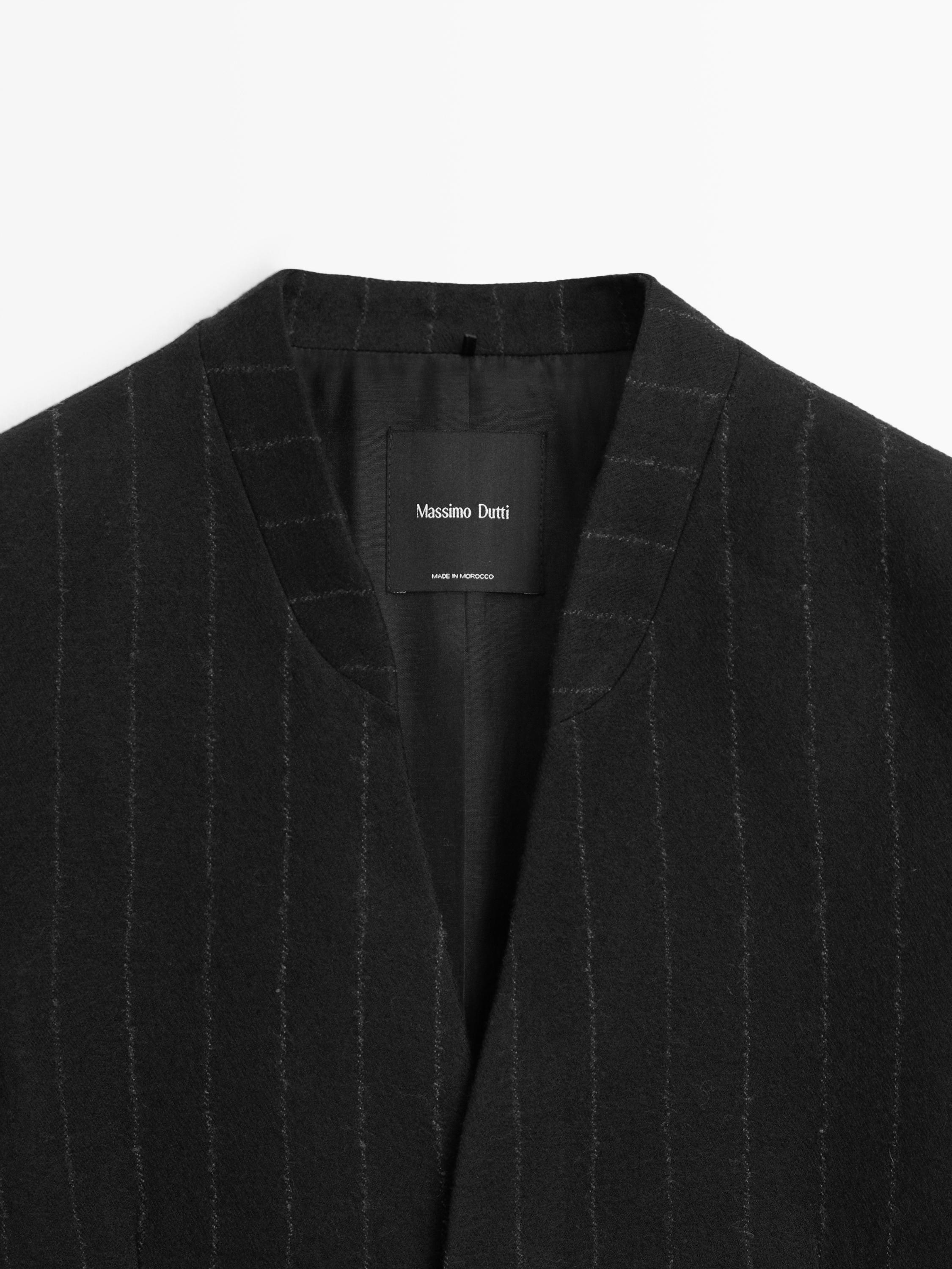 Pinstripe lapelless blazer